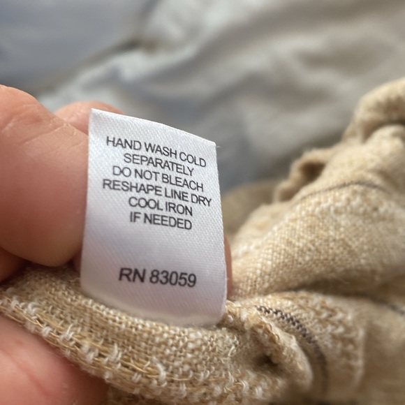 Anthropologie Drew Linen Blend Wideleg Side Split Tan Pants | Size XS - Picture 7 of 7